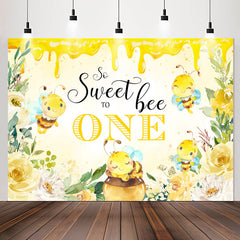 Lofaris Sweet Bee To One Honey Yellow 1st Birthday Backdrop