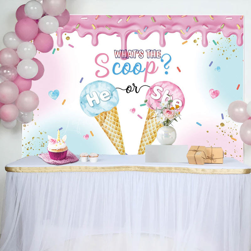 Lofaris Sweet Candy Whats The Scoop Baby Shower Backdrop