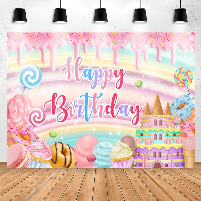 Lofaris Sweet Candyland Dessert Birthday Backdrop For Girl