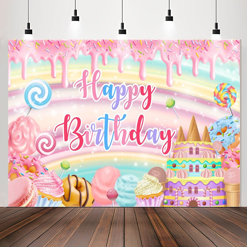 Lofaris Sweet Candyland Dessert Birthday Backdrop For Girl