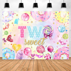 Lofaris Sweet Colorful Candy And Donuts 2nd Birthday Backdrop