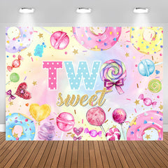 Lofaris Sweet Colorful Candy And Donuts 2nd Birthday Backdrop