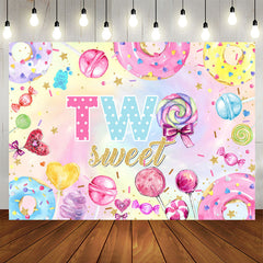 Lofaris Sweet Colorful Candy And Donuts 2nd Birthday Backdrop