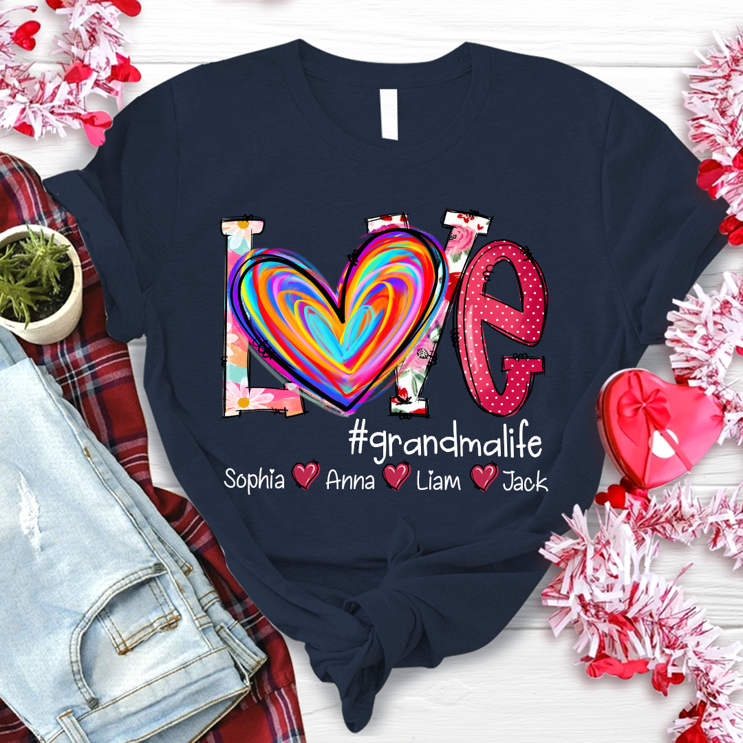 Lofaris Sweet Heart Mothers Day Grandma And Kids T - Shirt