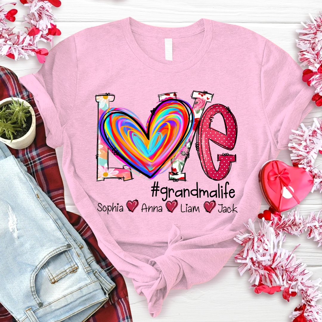 Lofaris Sweet Heart Mothers Day Grandma And Kids T - Shirt
