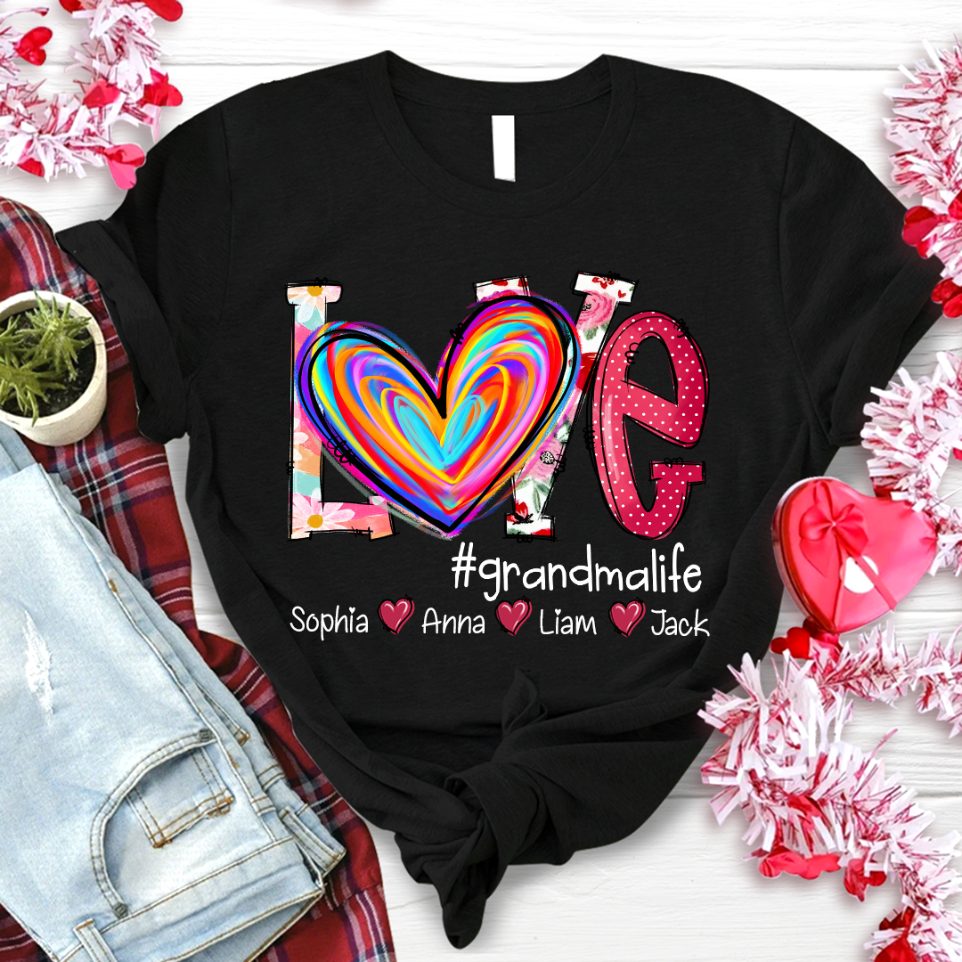 Lofaris Sweet Heart Mothers Day Grandma And Kids T - Shirt