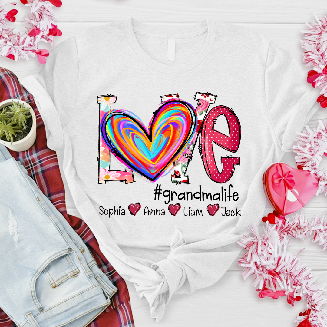 Lofaris Sweet Heart Mothers Day Grandma And Kids T - Shirt