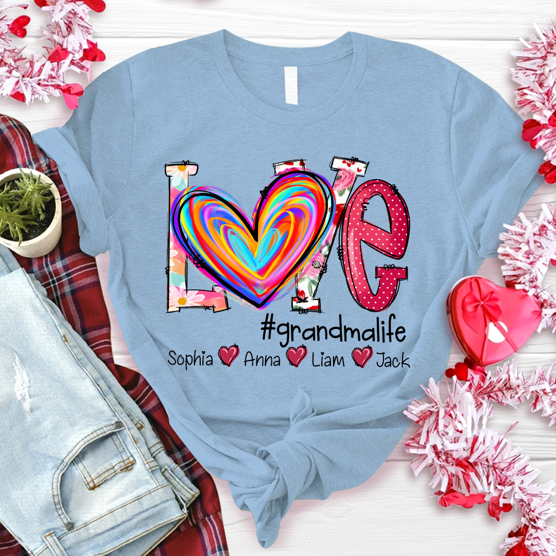 Lofaris Sweet Heart Mothers Day Grandma And Kids T - Shirt