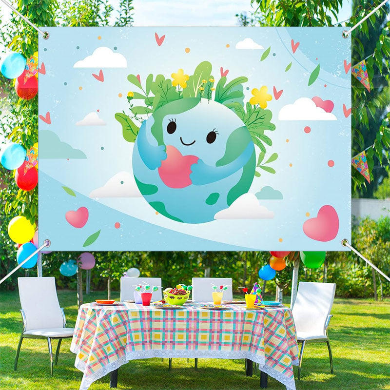 Lofaris Sweet Hearts Blue Earth April 22nd Theme Backdrop