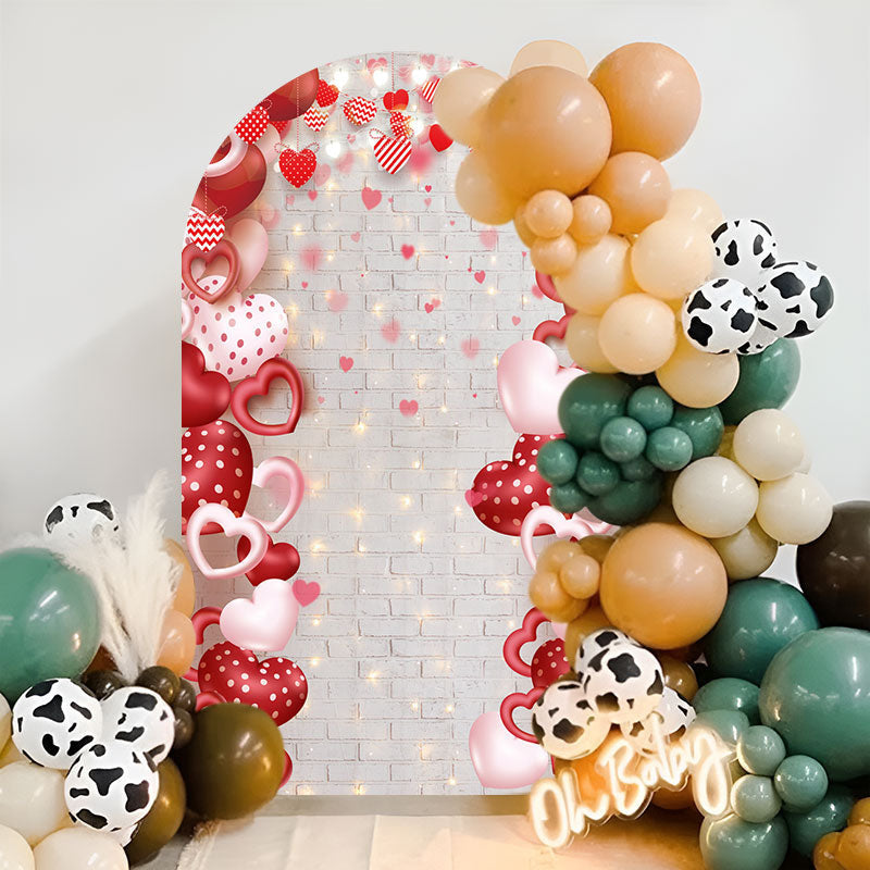 Lofaris Sweet Hearts Brick Wall Glitter Valentine Arch Backdrop
