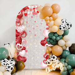 Lofaris Sweet Hearts Brick Wall Glitter Valentine Arch Backdrop