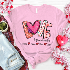 Lofaris Sweet Love Heart Custom Grandma And Kids T - Shirt