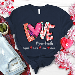 Lofaris Sweet Love Heart Custom Grandma And Kids T - Shirt