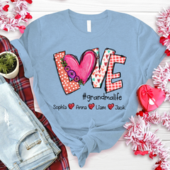 Lofaris Sweet Love Heart Custom Grandma And Kids T - Shirt