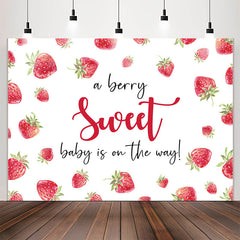 Lofaris Sweet On The Way Strawberry White Baby Shower Backdrop