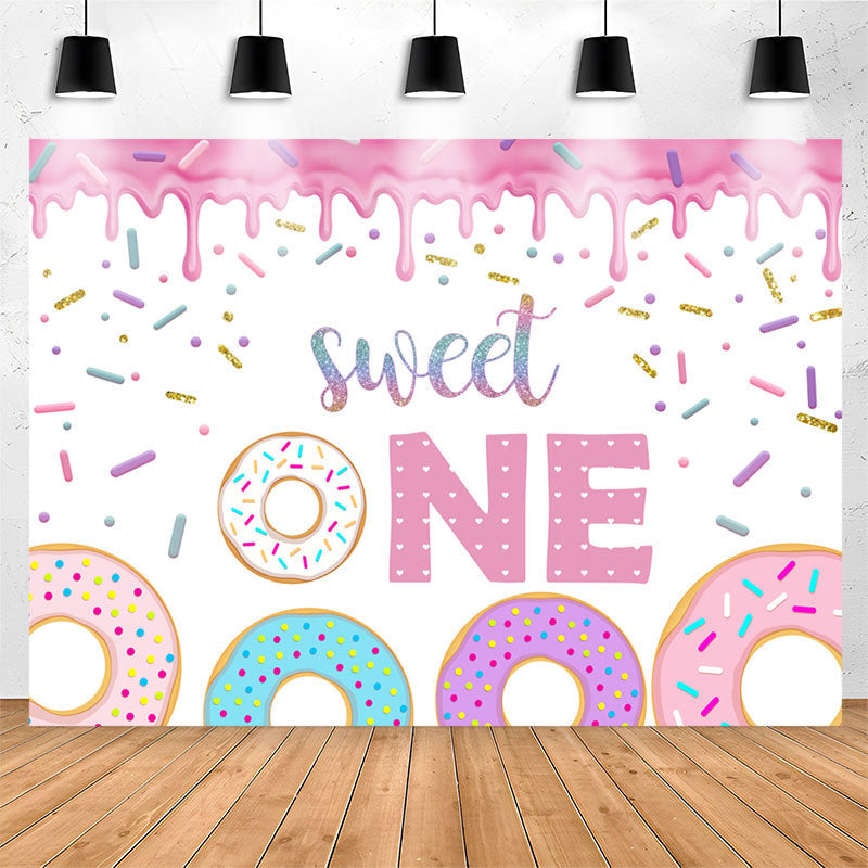 Lofaris Sweet One Colourful Donut 1st Birthday Backdrop
