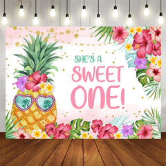 Lofaris Sweet Pineapple Floral Girl 1st Birthday Backdrop