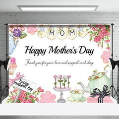 Lofaris Sweet Pink Floral Cake Tea Pot Mothers Day Backdrop