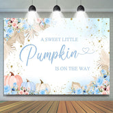 Lofaris Sweet Pumpkin Blue Floral Baby Shower Backdrop
