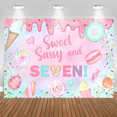Lofaris Sweet Sassy Dessert 7th Birthday Backdrop For Girl