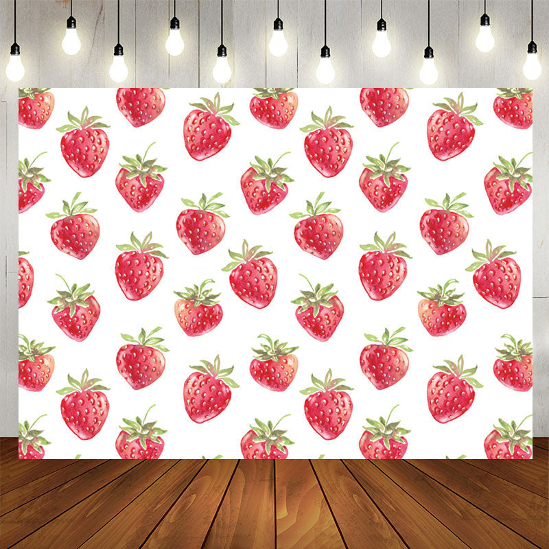 Lofaris Sweet Strawberries White Backrop For Birthday Party