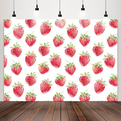 Lofaris Sweet Strawberries White Backrop For Birthday Party