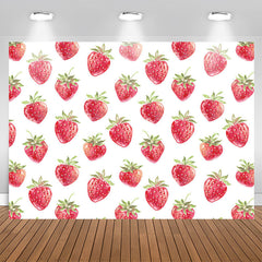 Lofaris Sweet Strawberries White Backrop For Birthday Party