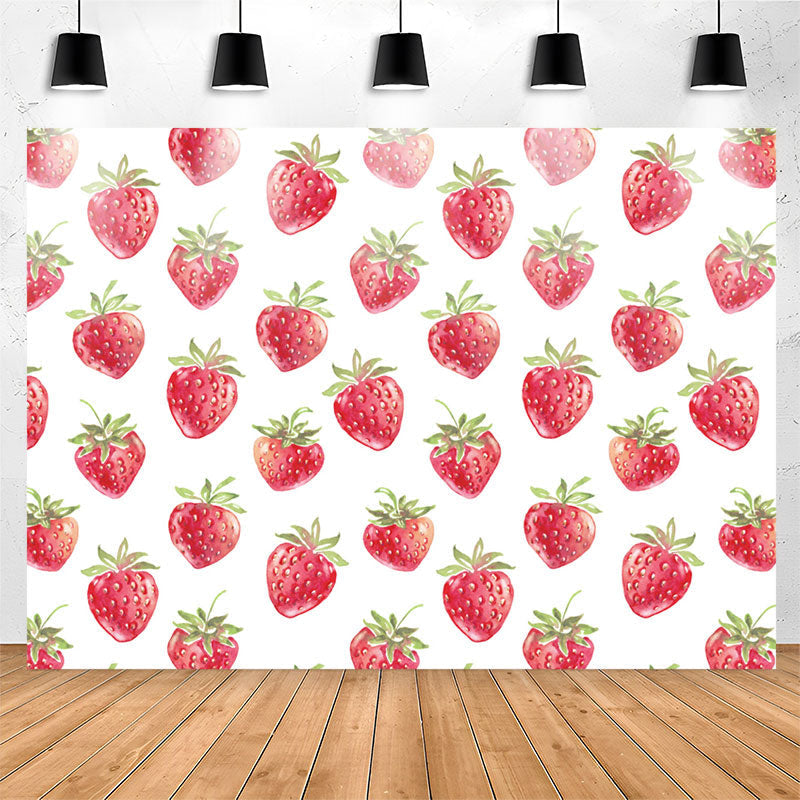 Lofaris Sweet Strawberries White Backrop For Birthday Party