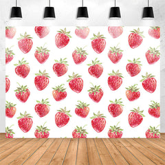 Lofaris Sweet Strawberries White Backrop For Birthday Party
