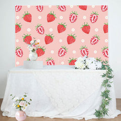 Lofaris Sweet Strawberry Pink Flower Girl Party Backdrop