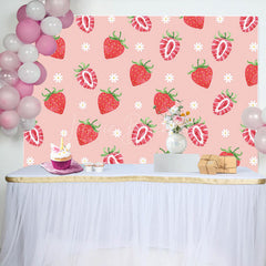 Lofaris Sweet Strawberry Pink Flower Girl Party Backdrop