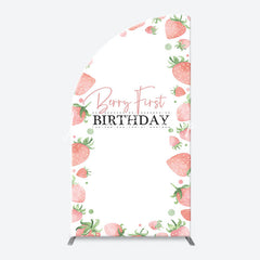 Lofaris Sweet Strawberry White Arcb 1st Birthday Backdrop