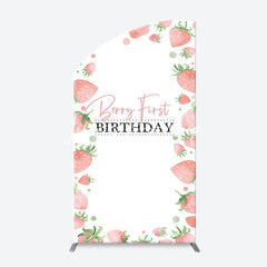 Lofaris Sweet Strawberry White Arcb 1st Birthday Backdrop