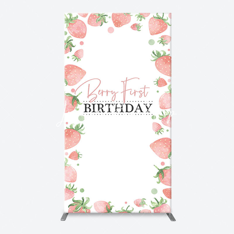 Lofaris Sweet Strawberry White Arcb 1st Birthday Backdrop