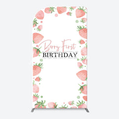Lofaris Sweet Strawberry White Arcb 1st Birthday Backdrop