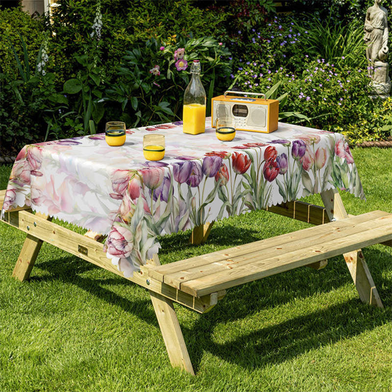 Lofaris Sweet Tulips Full Of Rectangle Tablecloth For Kitchen
