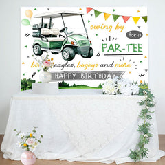 Lofaris Swing By Green Golf Cart Field Backdrop For Birthday
