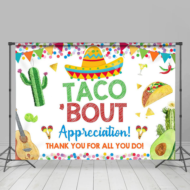 Lofaris Taco Bout Hat Guitar Dot Cactus Thank You Backdrop