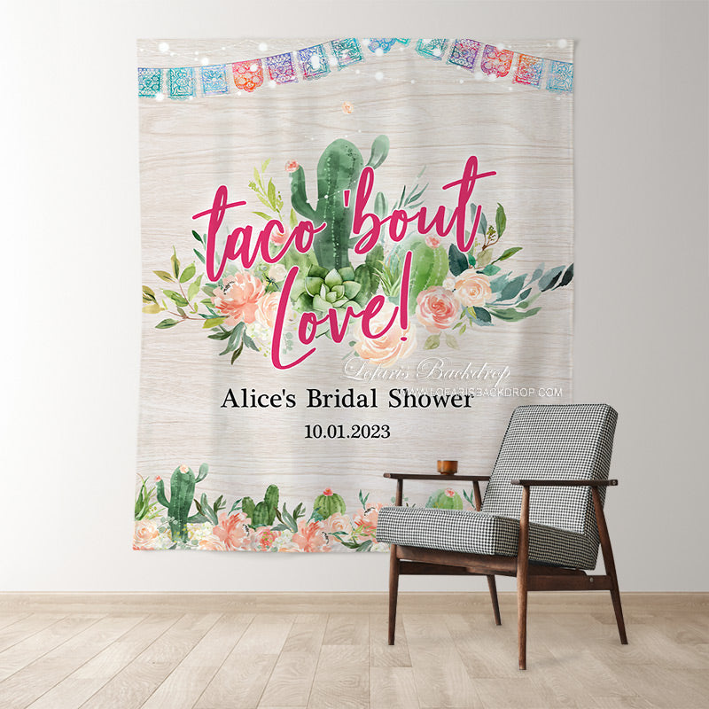 Lofaris Taco Bout Love Wooden Floral Bridal Shower Backdrop
