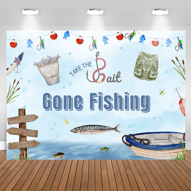 Lofaris Take The Wait Gone Fishing Outdoor Party Backdrop