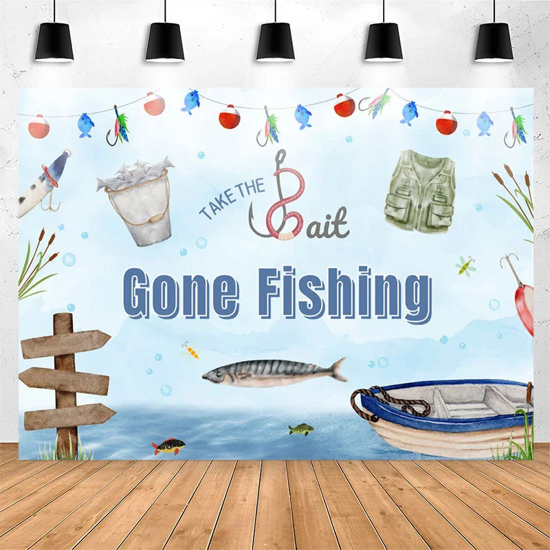 Lofaris Take The Wait Gone Fishing Outdoor Party Backdrop