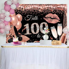 Lofaris Talk 100 To Me Rose Gold Heels Birthday Party Backdrop