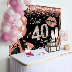 Lofaris Talk 40 To Me Rose Gold Heels Birthday Party Backdrop