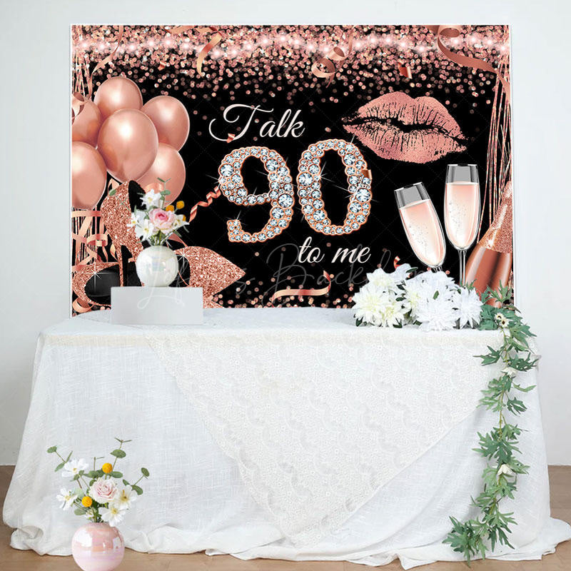 Lofaris Talk 90 To Me Rose Gold Heels Birthday Party Backdrop