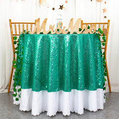 Lofaris Teal Green Glitter Sequin Banquet Round Table Cover