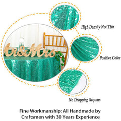 Lofaris Teal Green Glitter Sequin Banquet Round Table Cover
