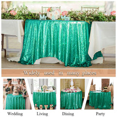 Lofaris Teal Green Glitter Sequin Banquet Round Table Cover