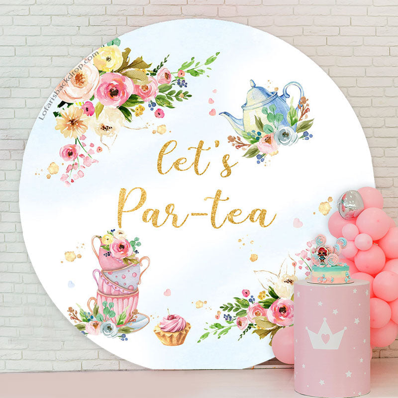 Lofaris Teapot Floral Lets Par-tea Round Backdrop For Party