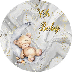 Lofaris Teddy Bear Grey Round Baby Shower Backdrop Kit
