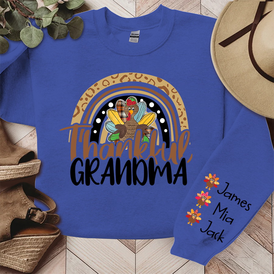 Lofaris Thankful Grandma Rainbow Turkey Custom Sweatshirt